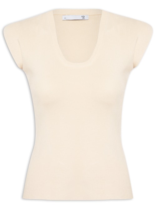 Blusa Feminina Em Tricot Com Cava Alongada – Off White