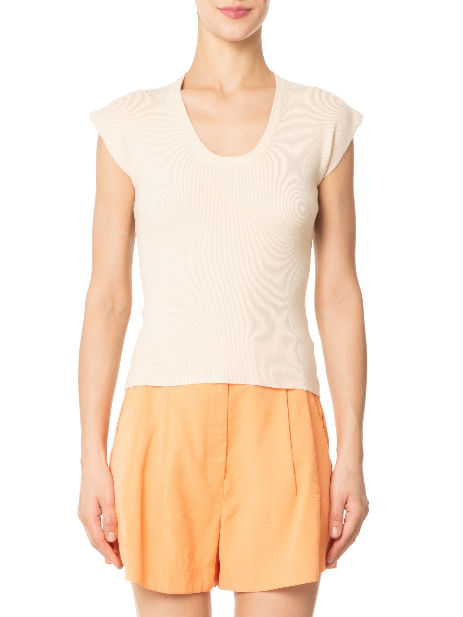 Blusa Feminina Em Tricot Com Cava Alongada Off White  '2Essential