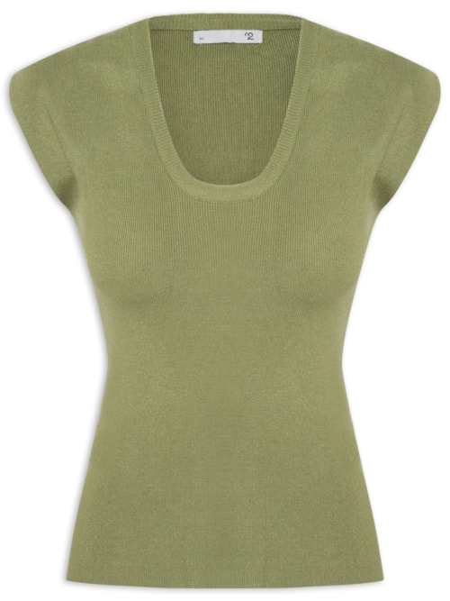 Blusa Feminina Em Tricot Com Cava Alongada – Verde