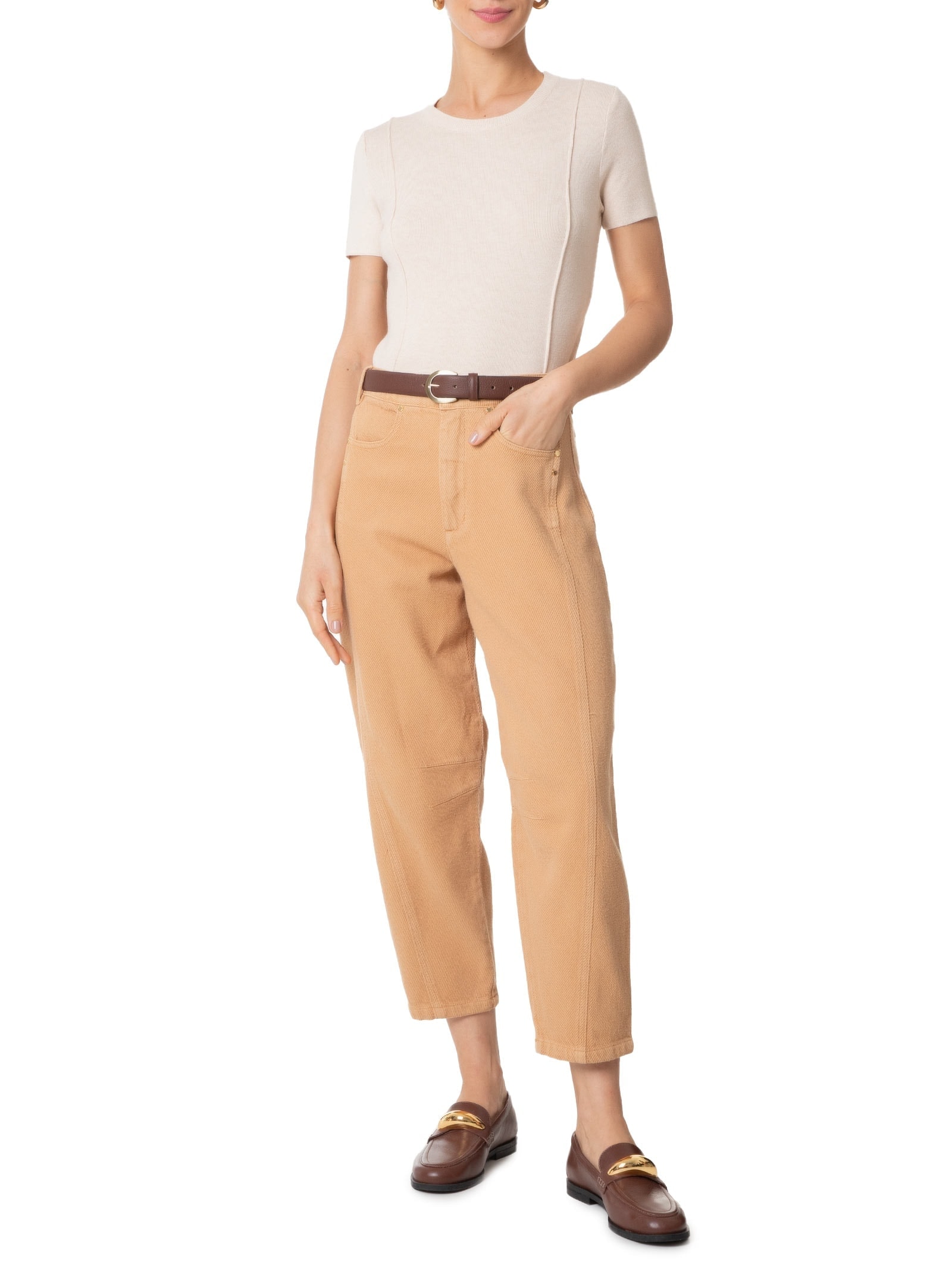 Blusa Feminina Em Tricot Com Detalhes Bege '2Essential