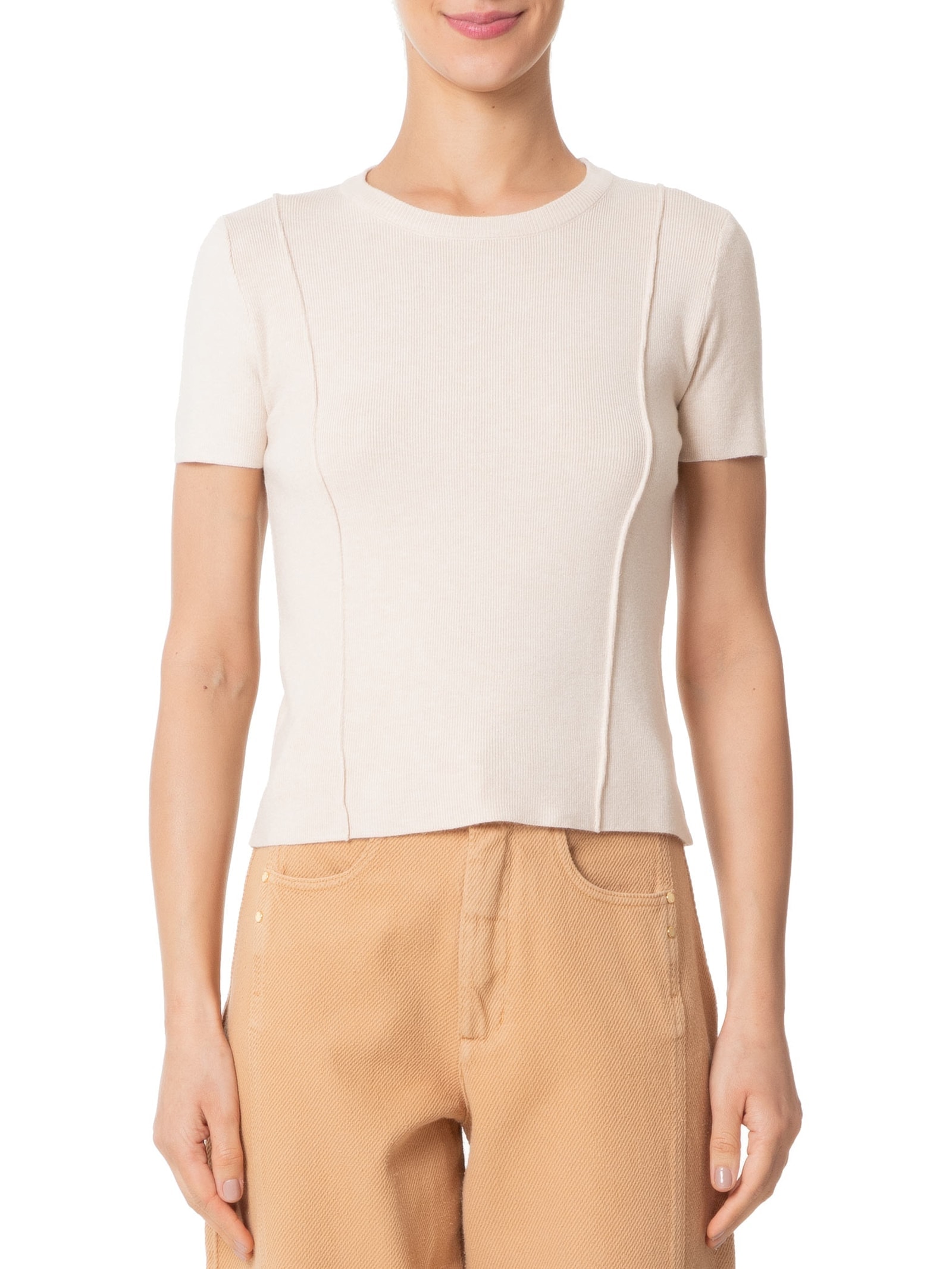 Blusa Feminina Em Tricot Com Detalhes Bege '2Essential