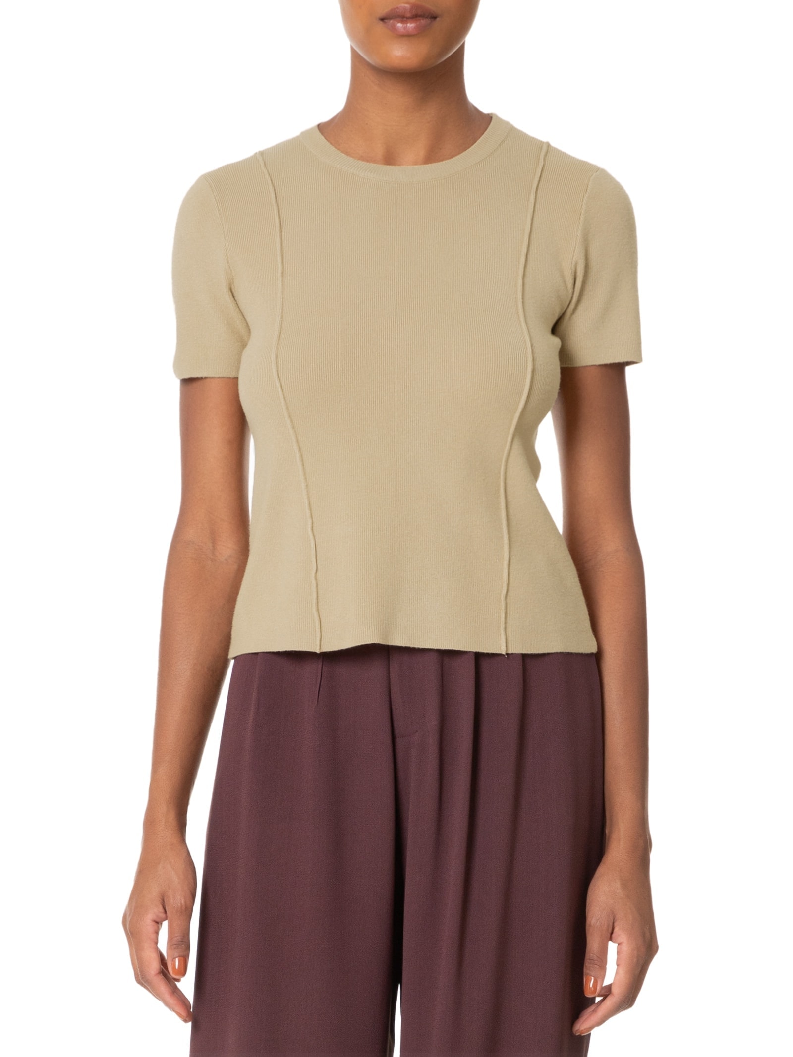 Blusa Feminina Em Tricot Com Detalhes Bege '2Essential