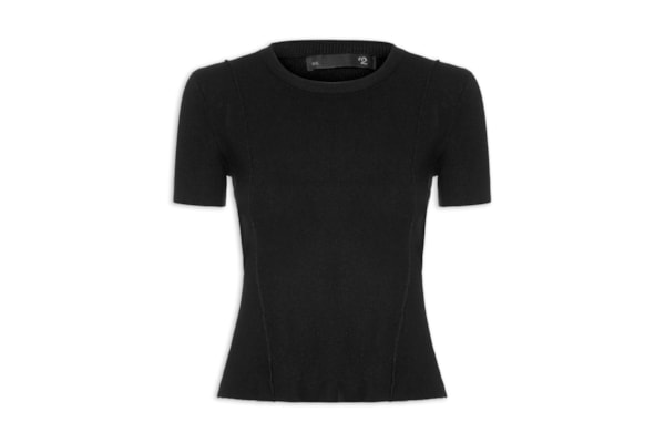 Blusa Feminina Em Tricot Com Detalhes - Preto