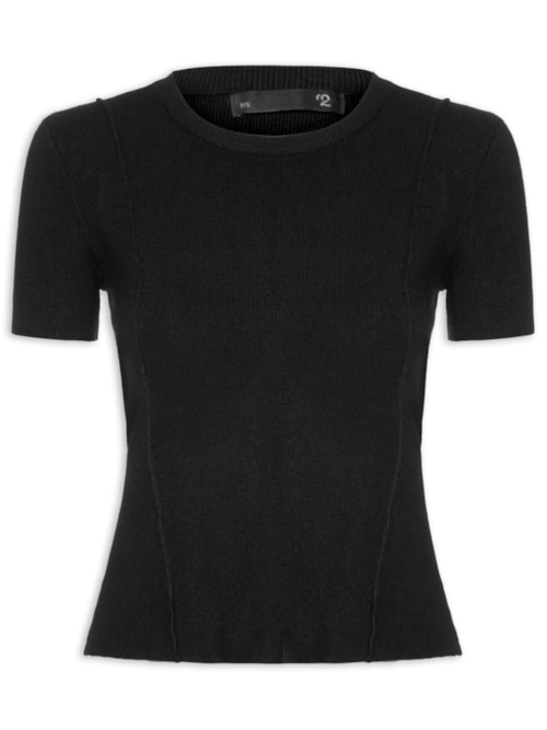 Blusa Feminina Em Tricot Com Detalhes – Preto