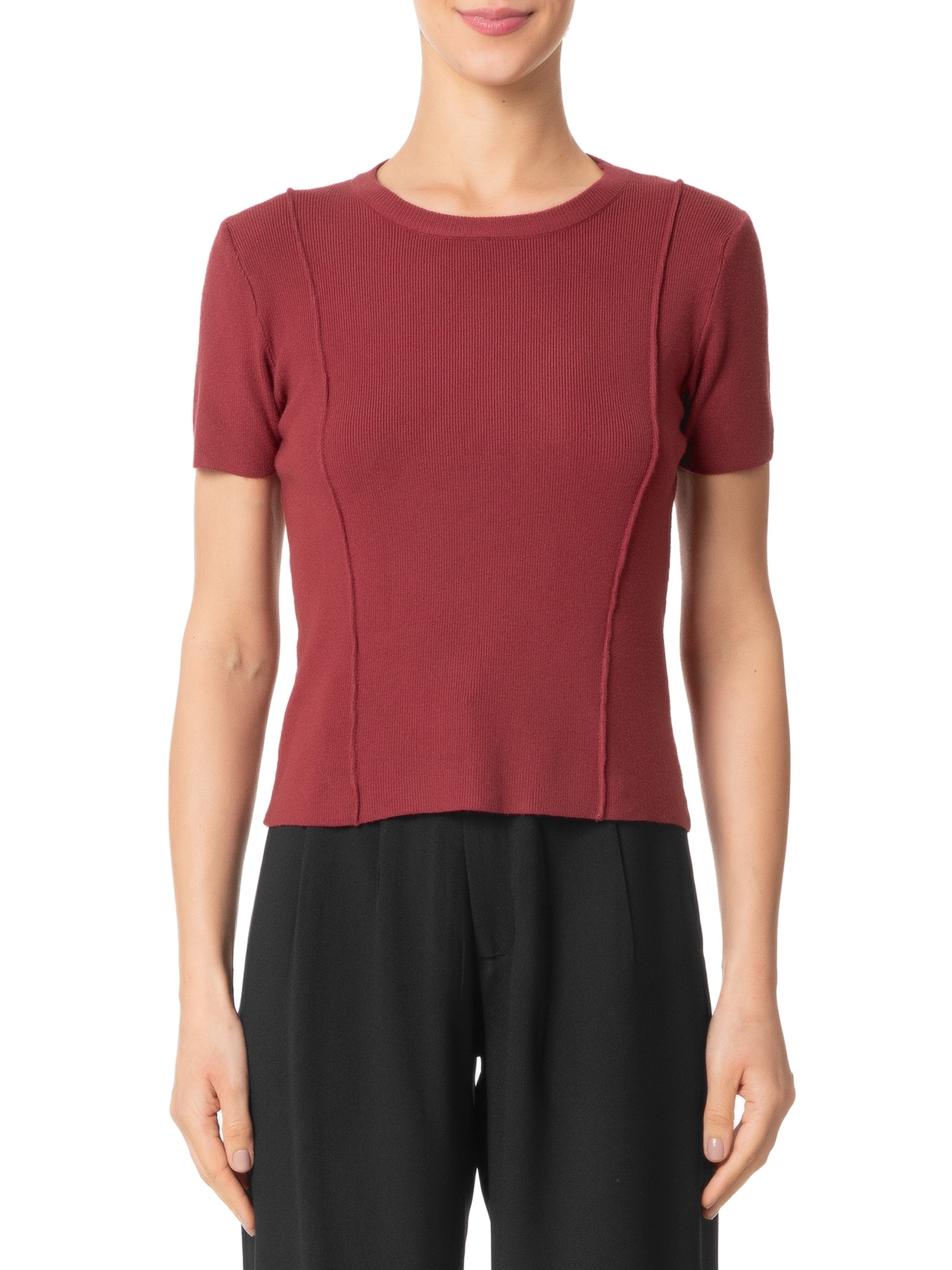 Blusa Feminina Em Tricot Com Detalhes Vinho '2Essential