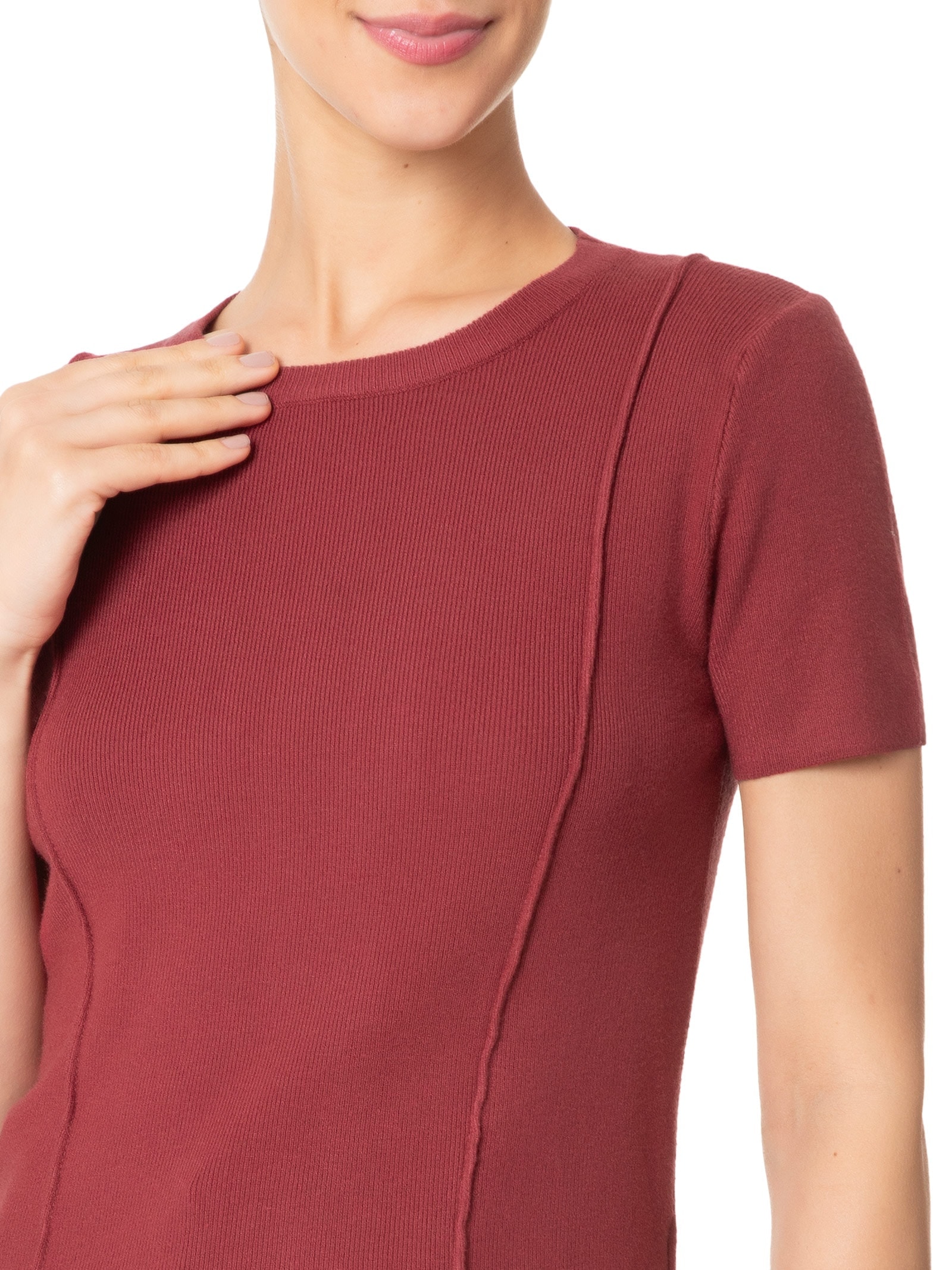 Blusa Feminina Em Tricot Com Detalhes Vinho '2Essential