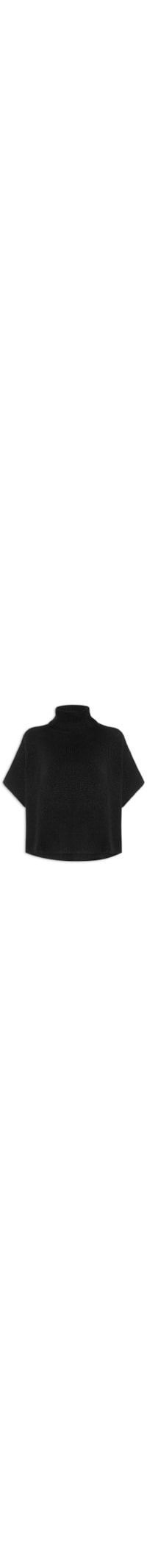 Blusa Feminina Em Tricot Com Gola Alta - Preto