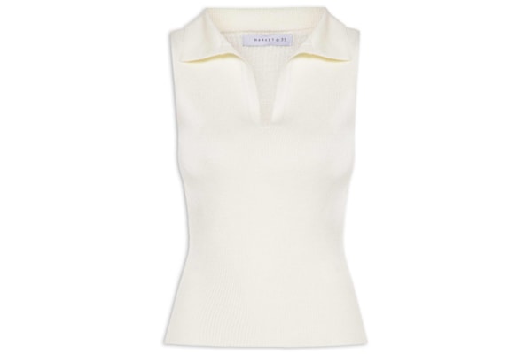 Blusa Feminina Em Tricot Com Gola Polo - Off White