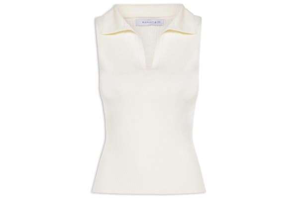 Blusa Feminina Em Tricot Com Gola Polo - Off White