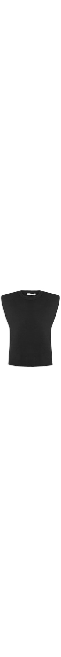 Blusa Feminina Em Tricot Com Ombreiras - Preto