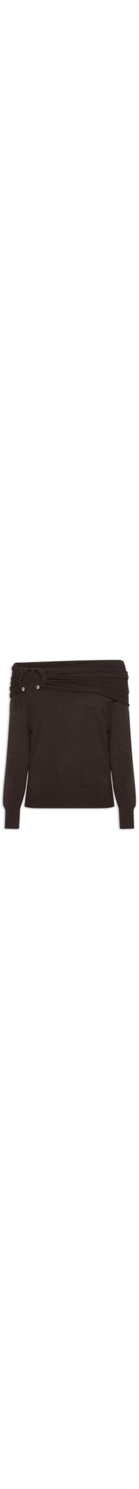 Blusa Feminina em Tricot com Sobreposição - Marrom