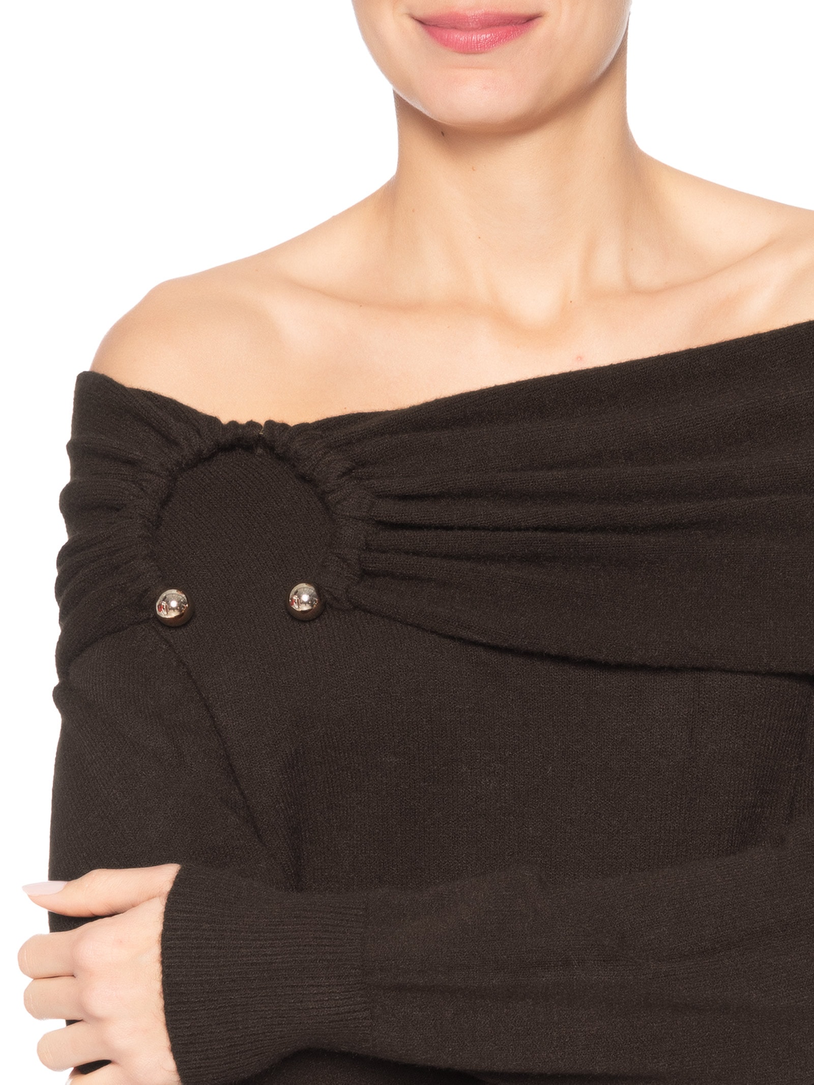 Blusa Feminina em Tricot com Sobreposição Marrom Market 33