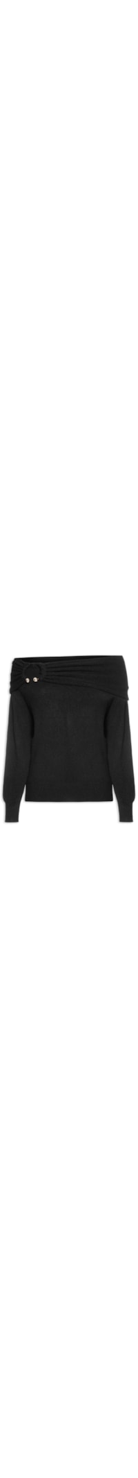 Blusa Feminina em Tricot com Sobreposição - Preto