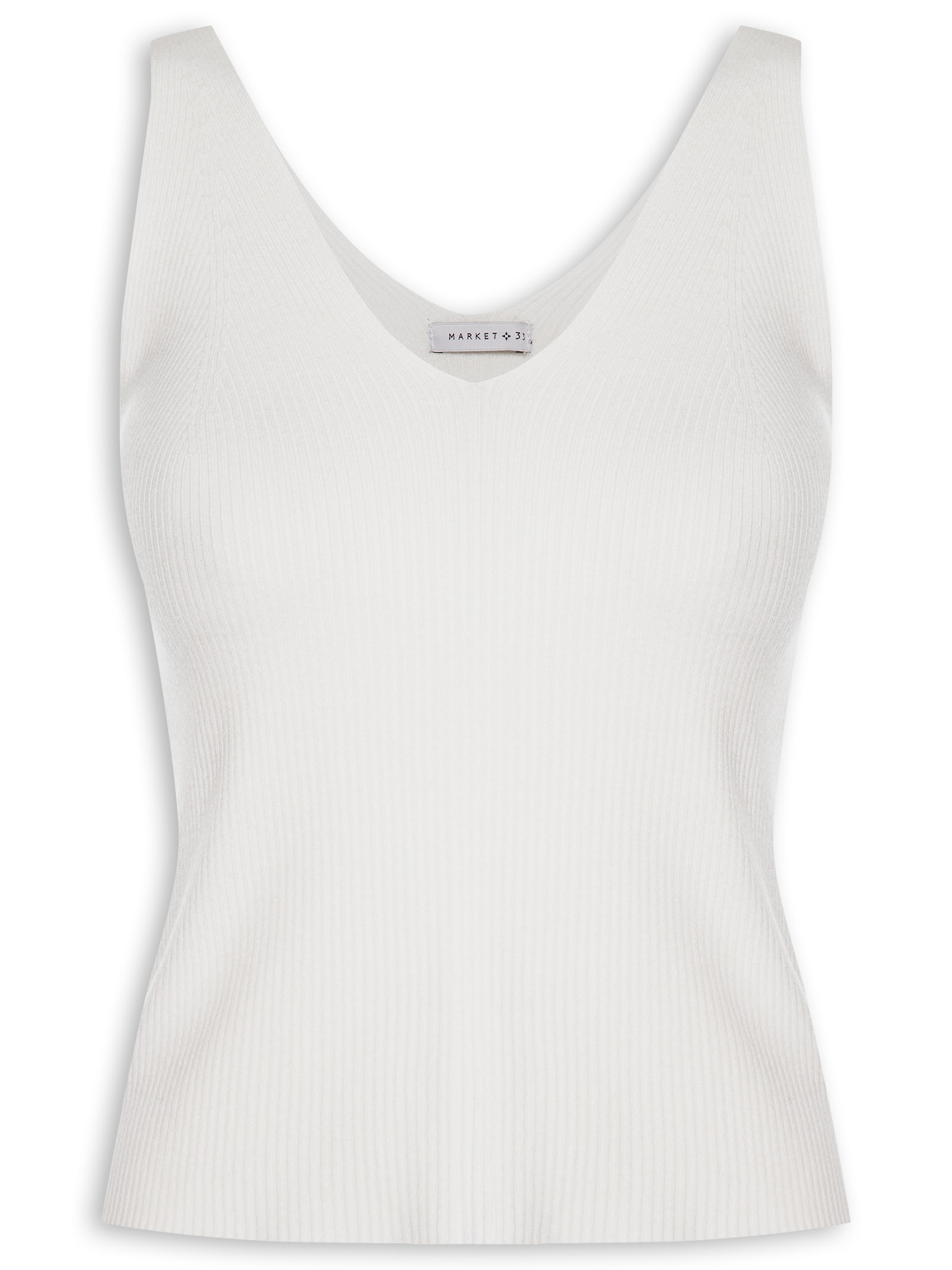 Blusa Feminina Em Tricot Decote V Branco Market 33