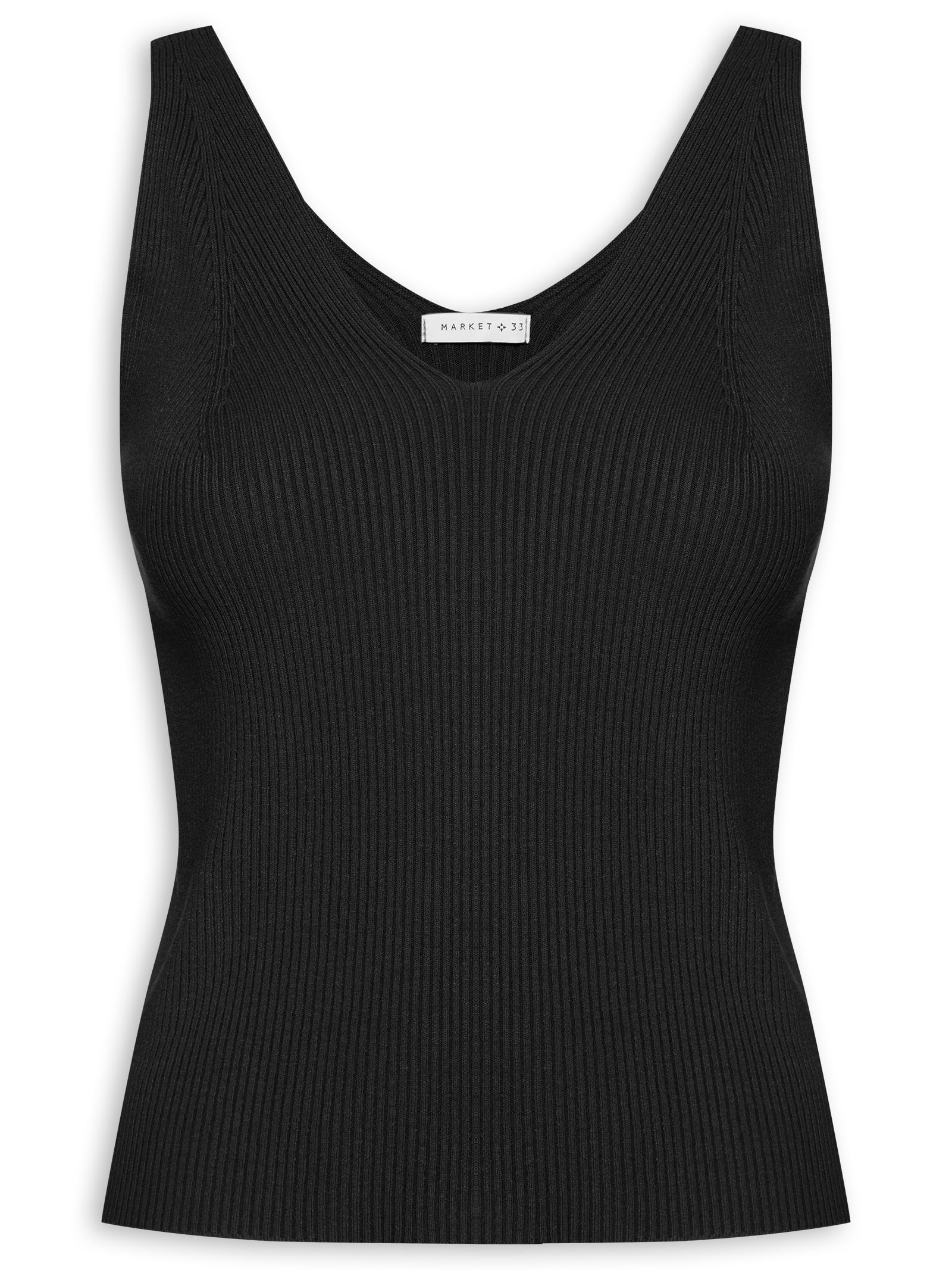 Blusa Feminina Em Tricot Decote V Preto Market 33