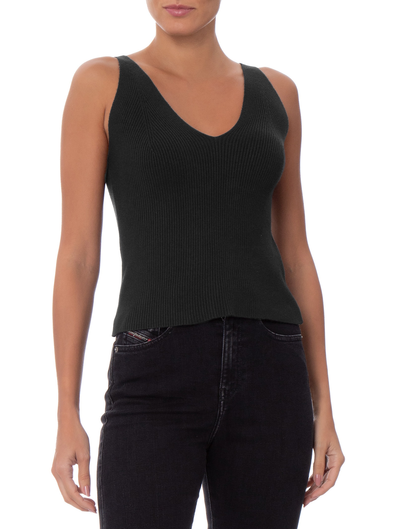 Blusa Feminina Em Tricot Decote V Preto Market 33