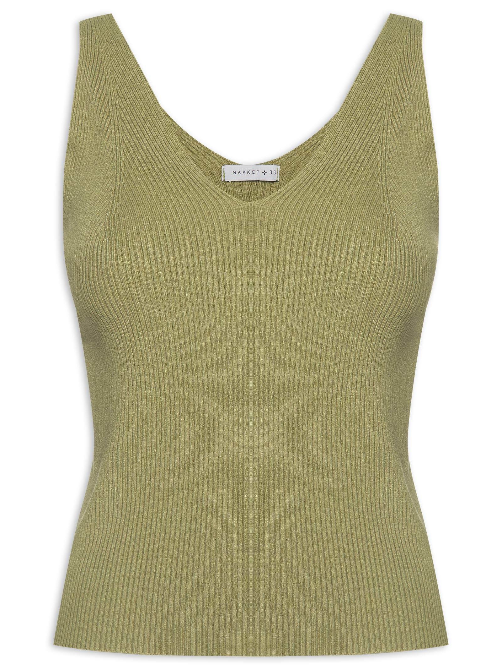 Blusa Feminina Em Tricot Decote V Verde Market 33