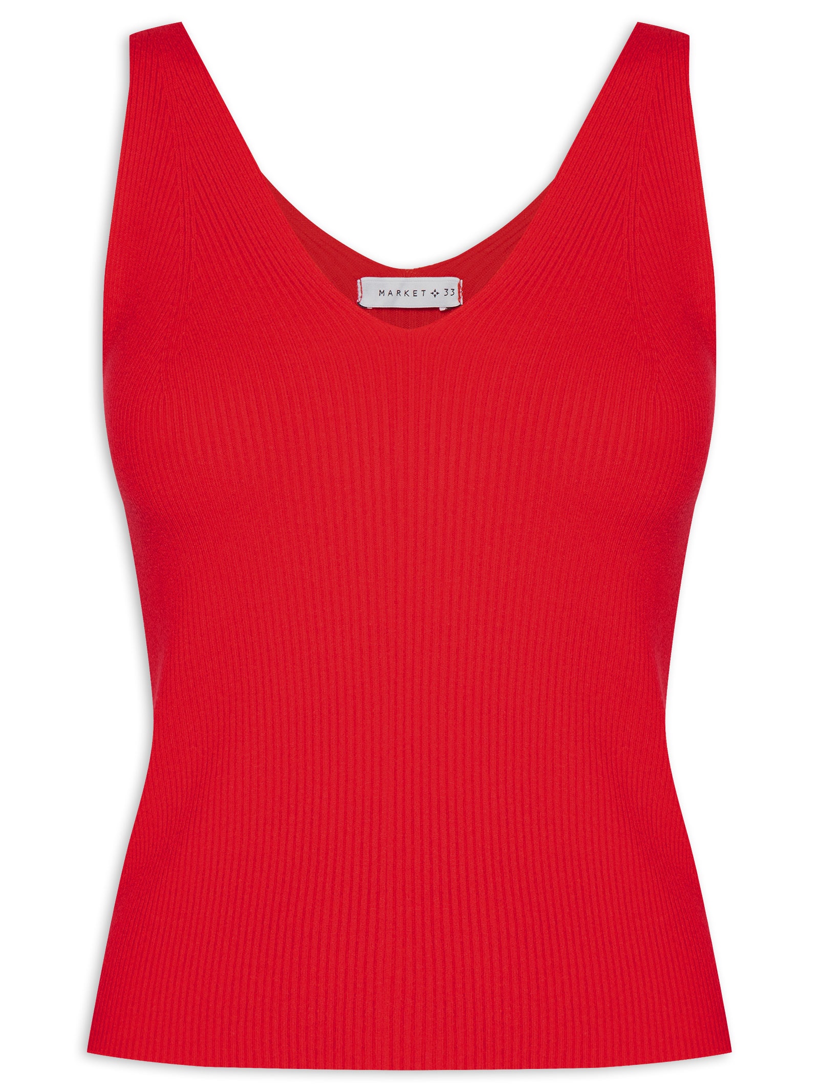 Blusa Feminina Em Tricot Decote V Vermelho Market 33