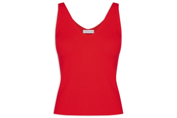 Blusa Feminina Em Tricot Decote V - Vermelho