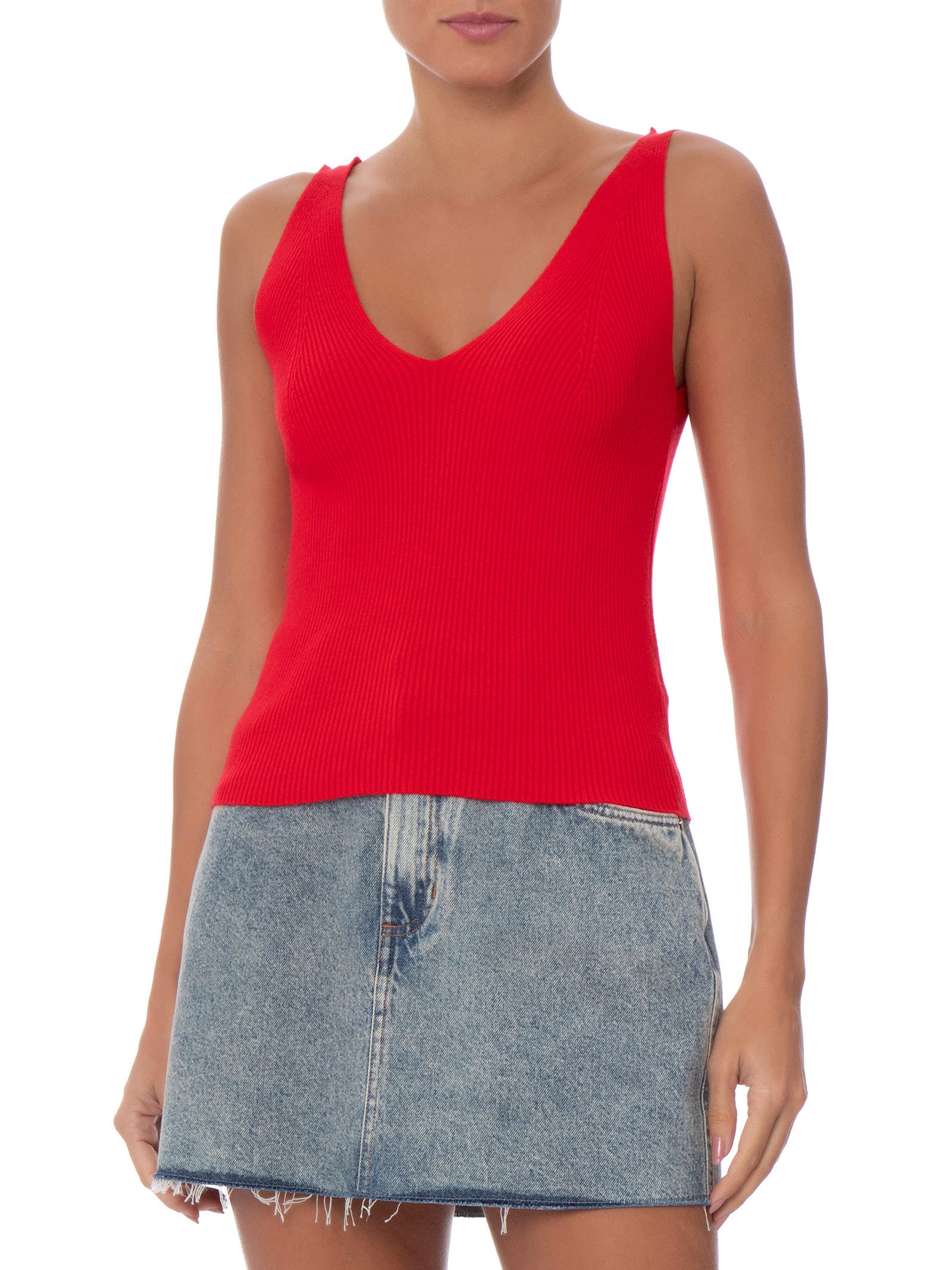 Blusa Feminina Em Tricot Decote V Vermelho Market 33