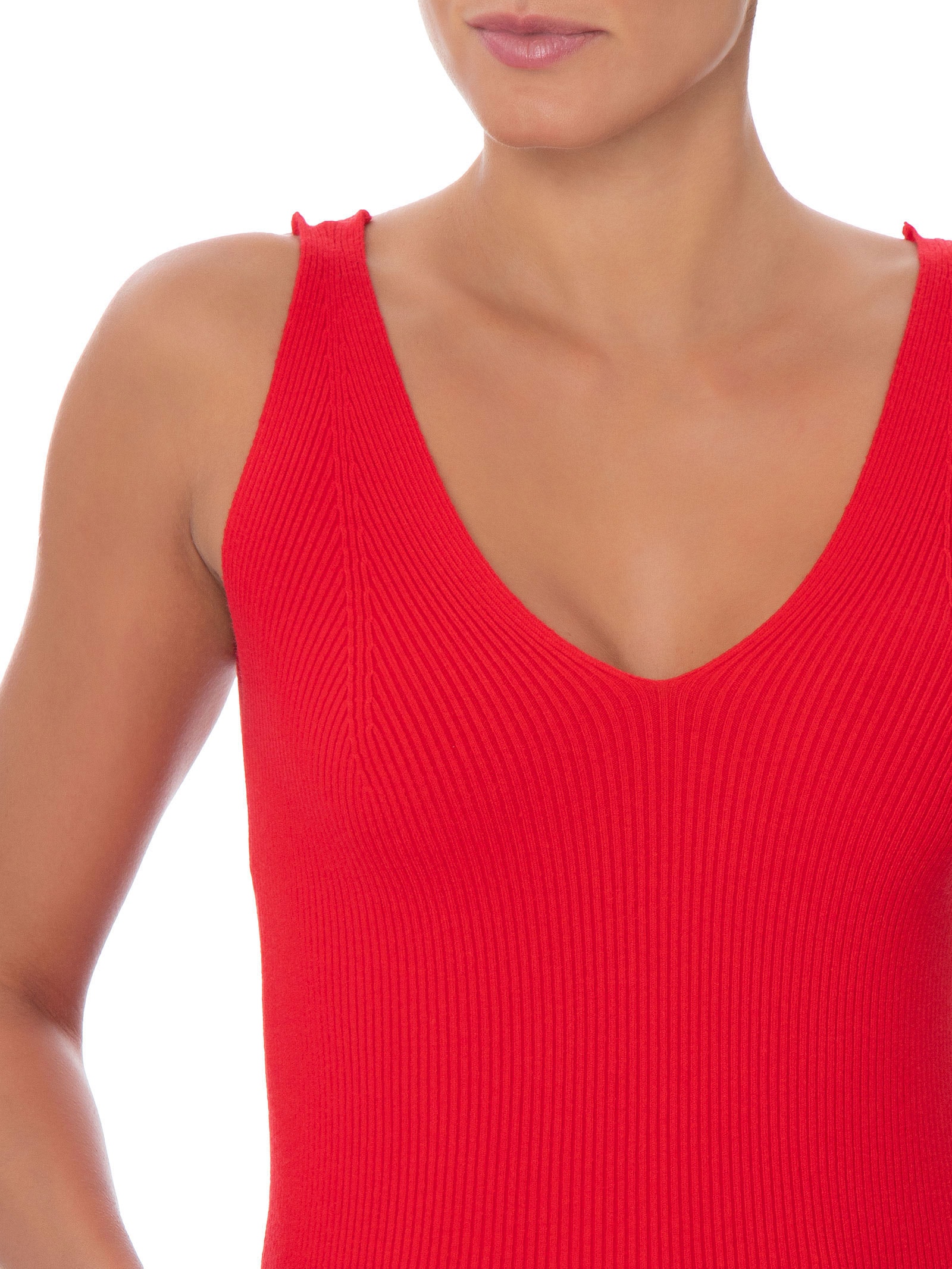 Blusa Feminina Em Tricot Decote V Vermelho Market 33