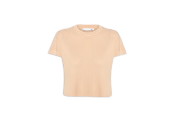 Blusa Feminina Em Tricot Gola Redonda - Bege