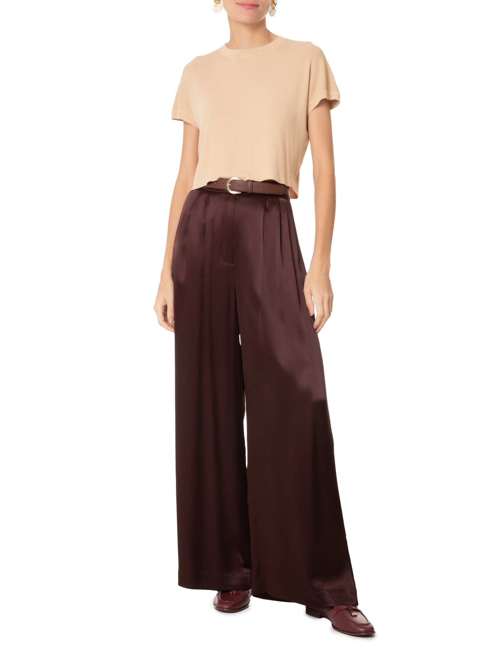 Blusa Feminina Em Tricot Gola Redonda Bege '2Essential