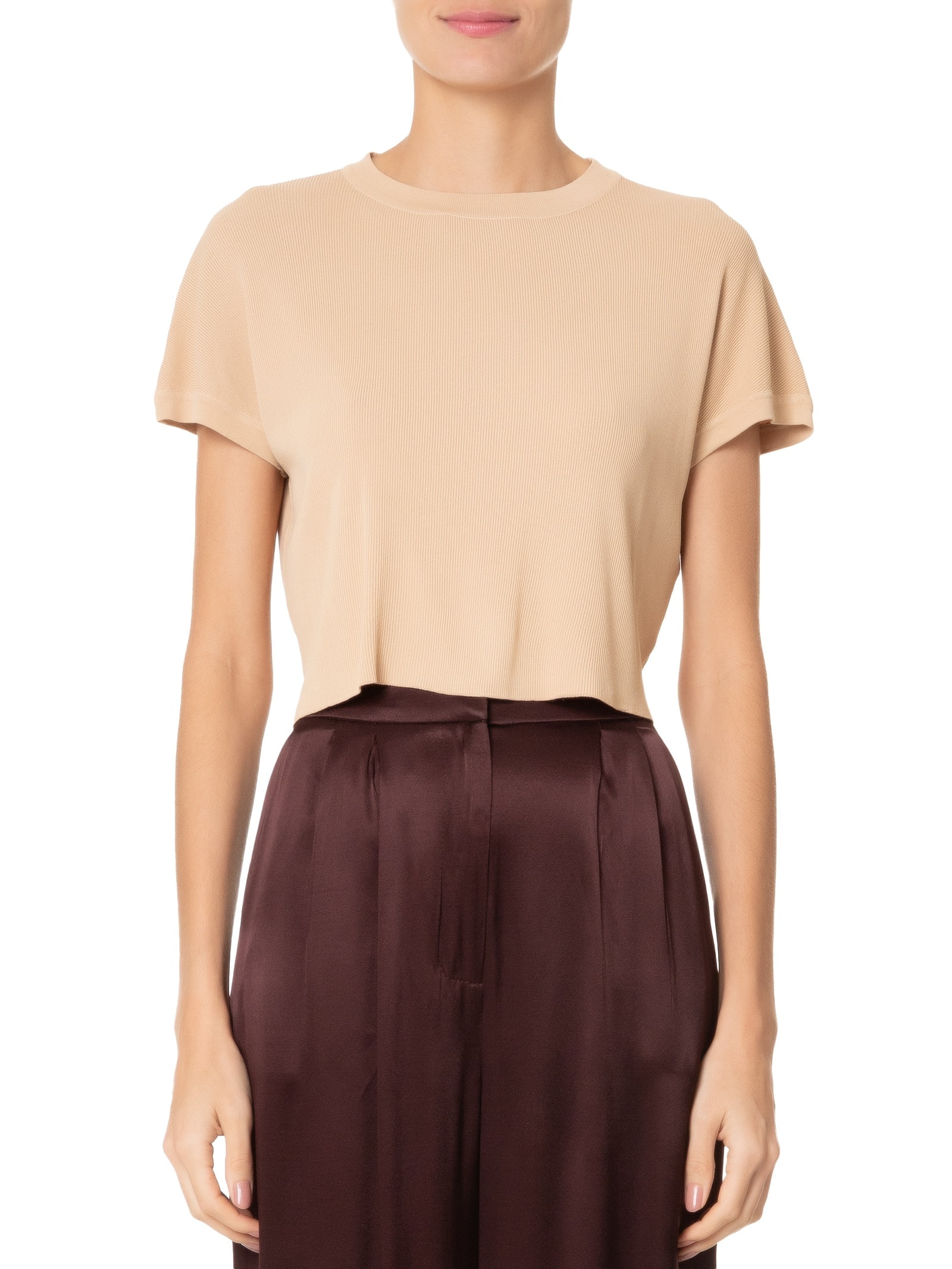 Blusa Feminina Em Tricot Gola Redonda Bege '2Essential
