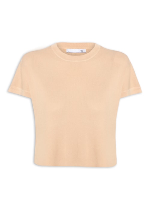 Blusa Feminina Em Tricot Gola Redonda – Bege