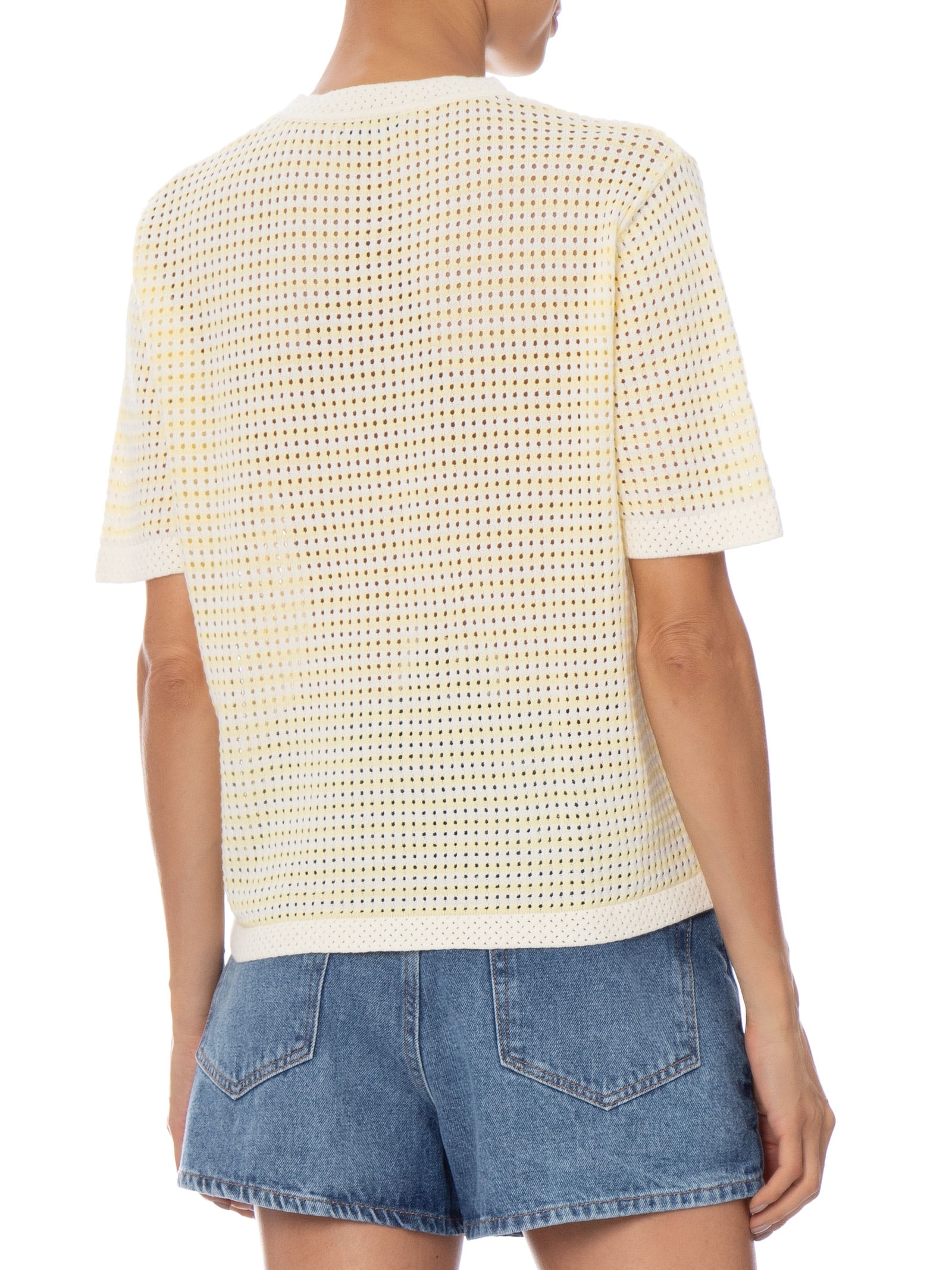 Blusa Feminina em Tricot Listrada Amarelo Market 33