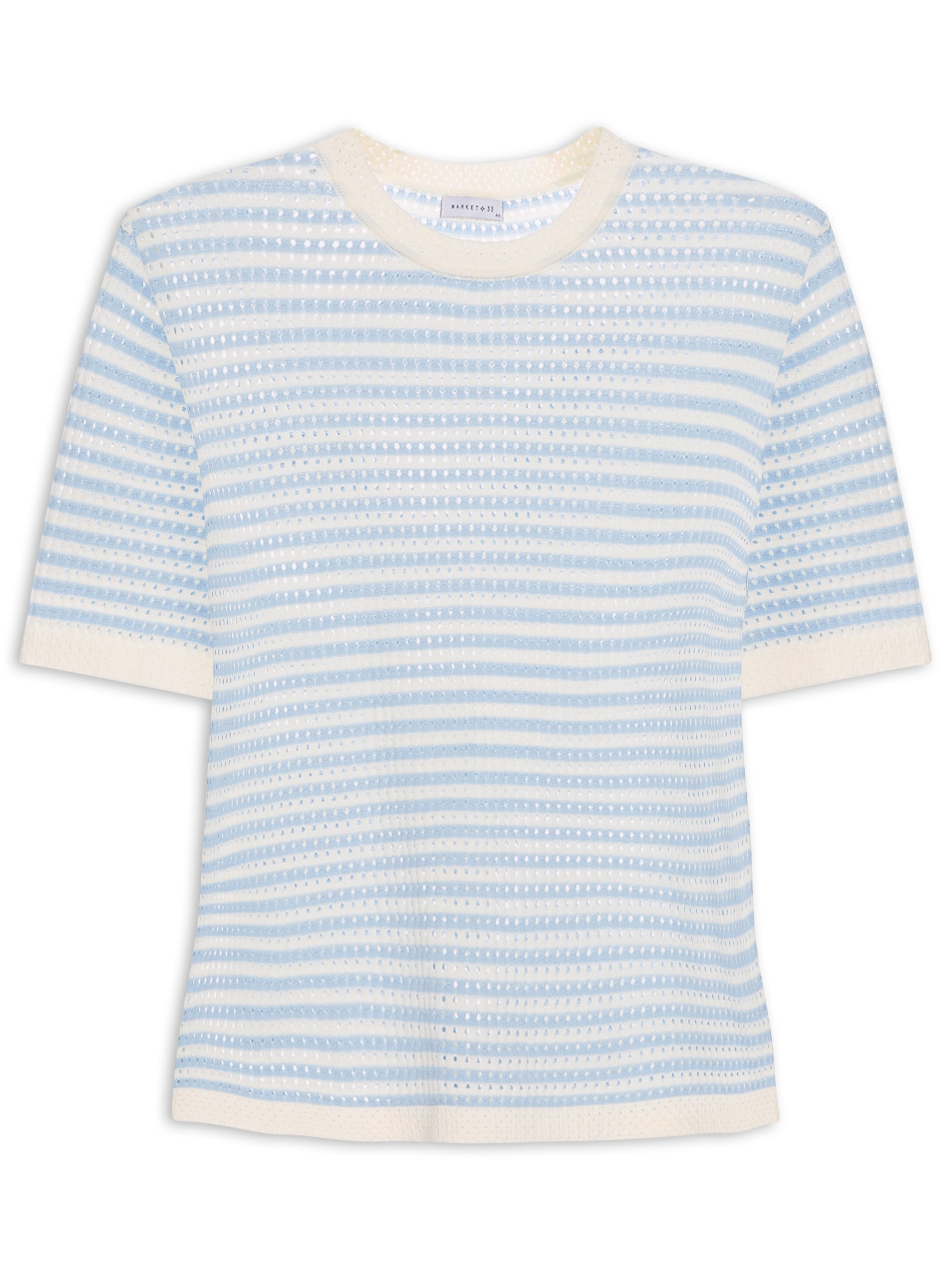 Blusa Feminina em Tricot Listrada Azul Market 33