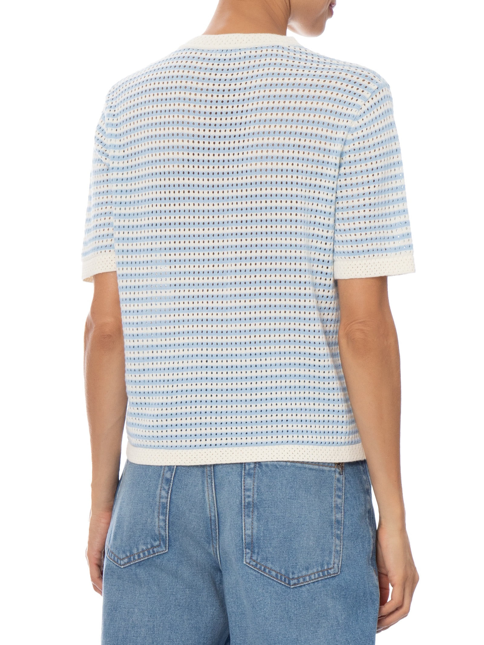 Blusa Feminina em Tricot Listrada Azul Market 33