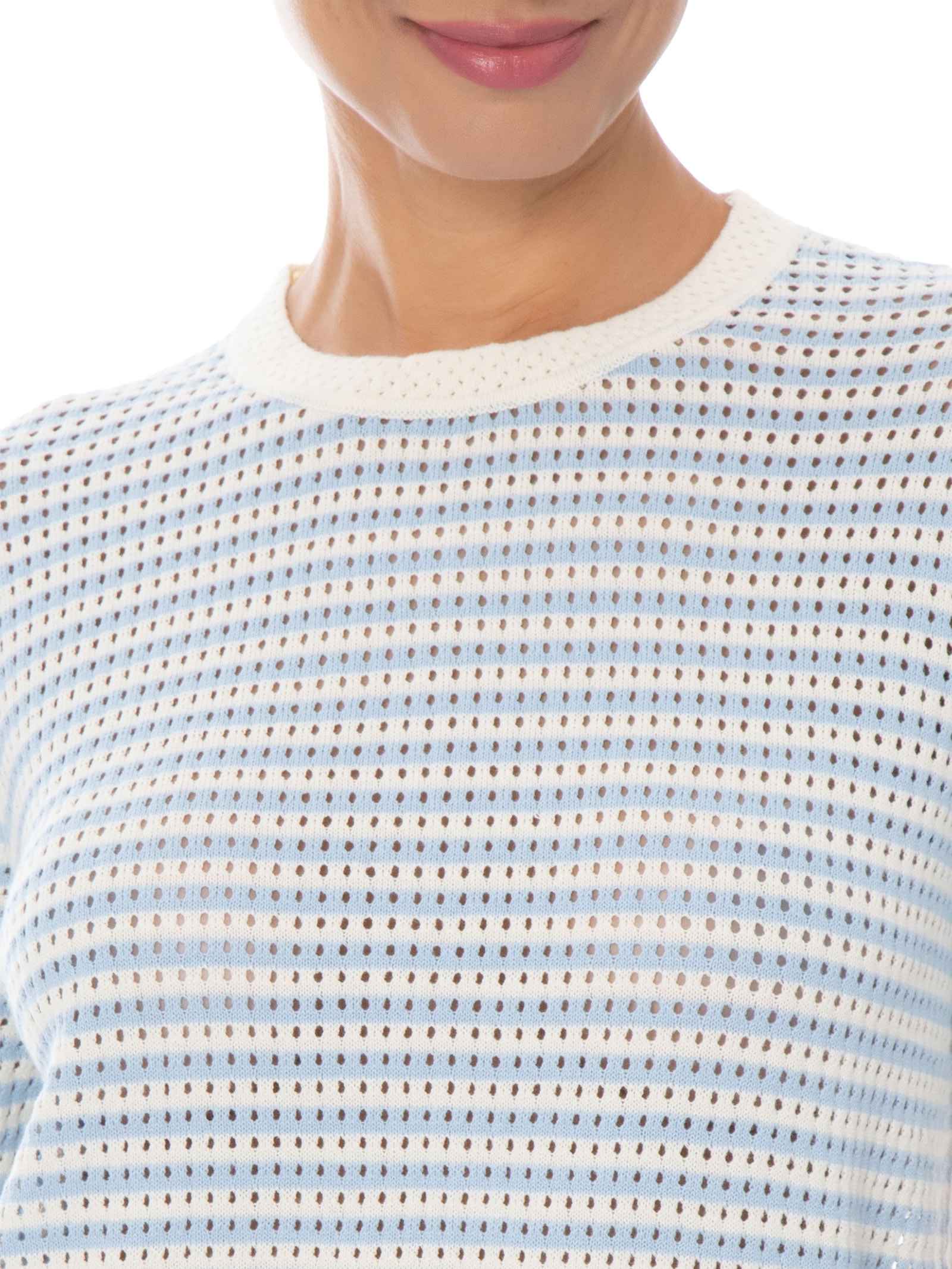Blusa Feminina em Tricot Listrada Azul Market 33