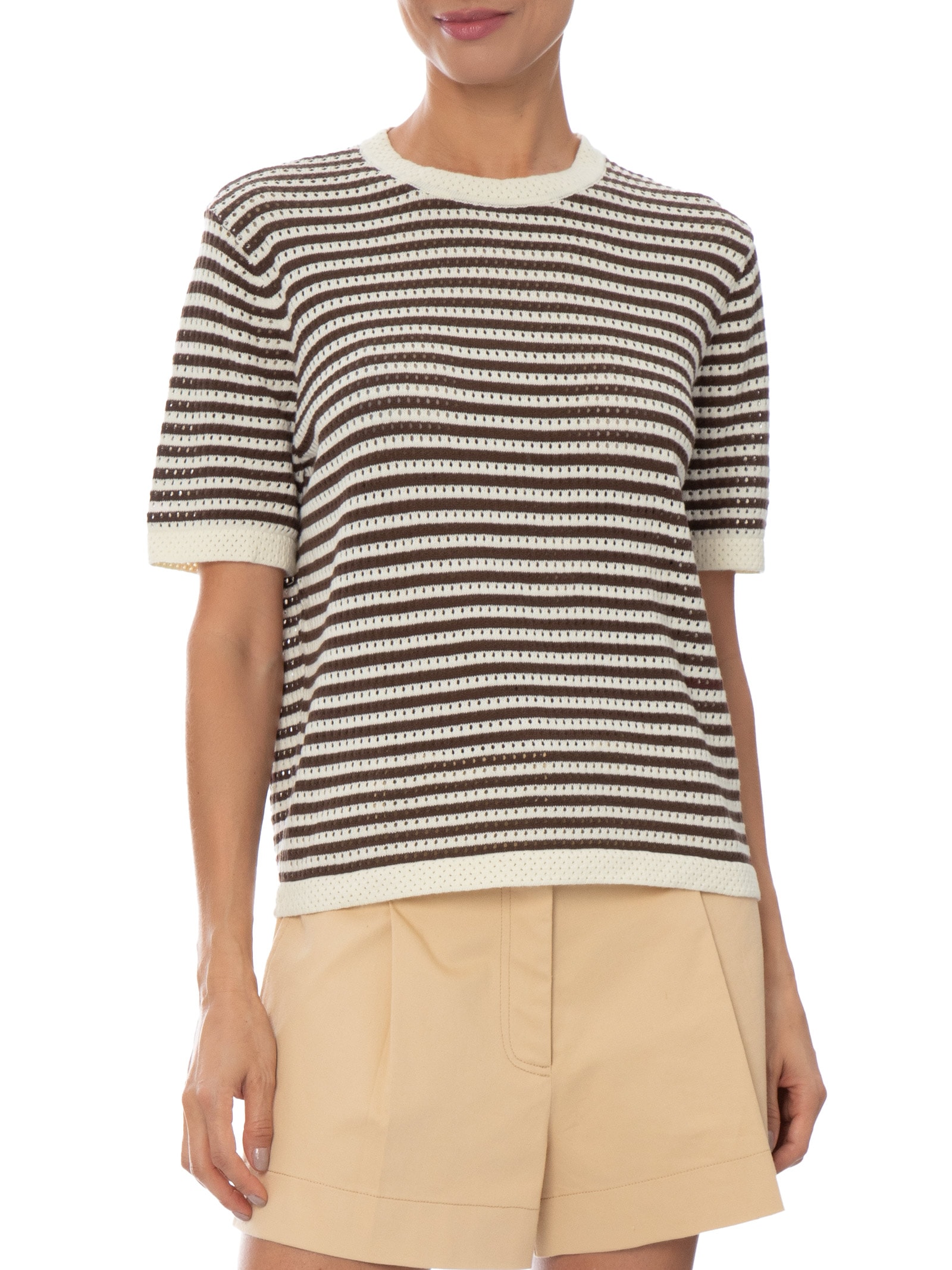 Blusa Feminina em Tricot Listrada Marrom Market 33