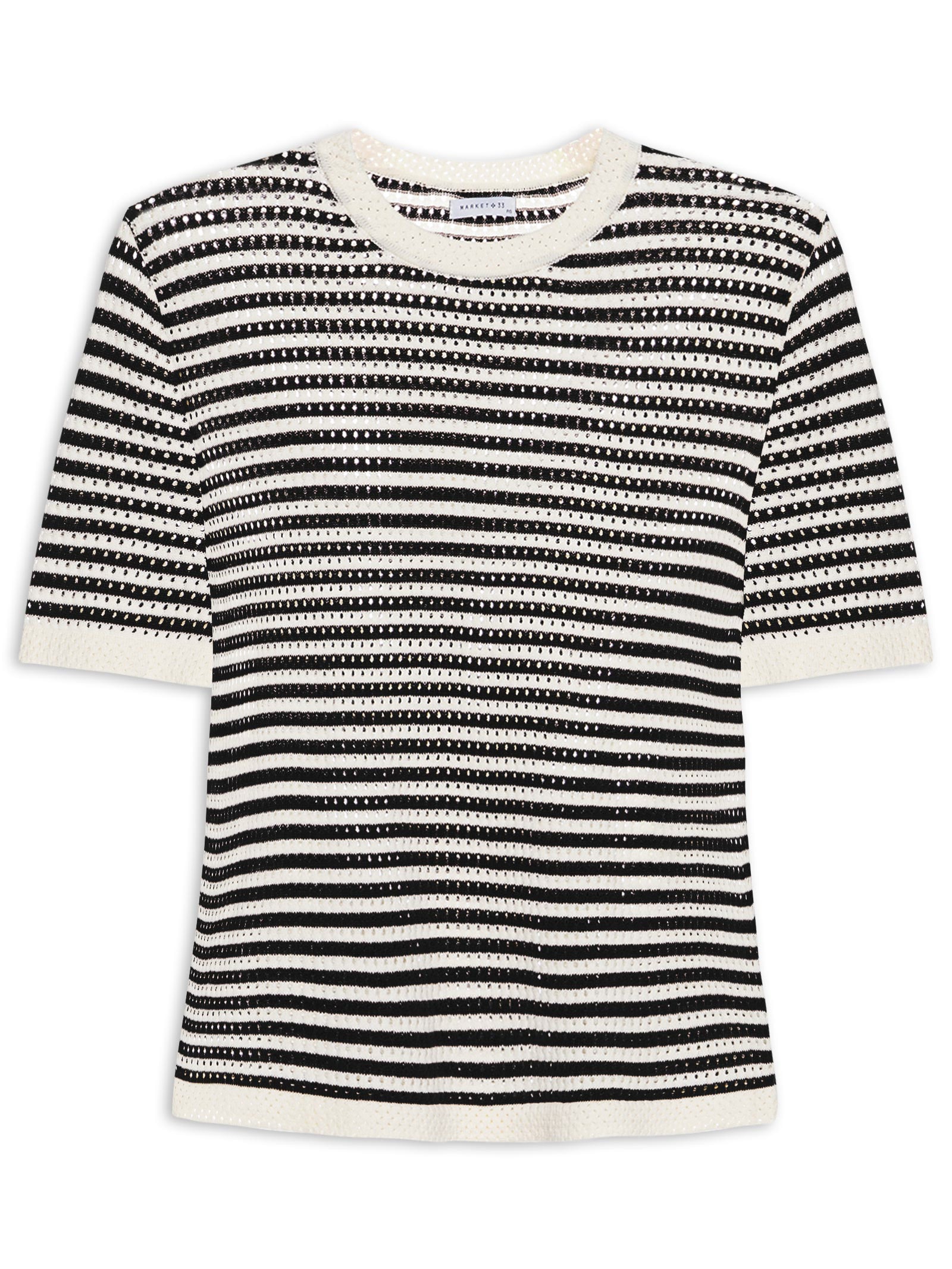 Blusa Feminina em Tricot Listrada Preto Market 33