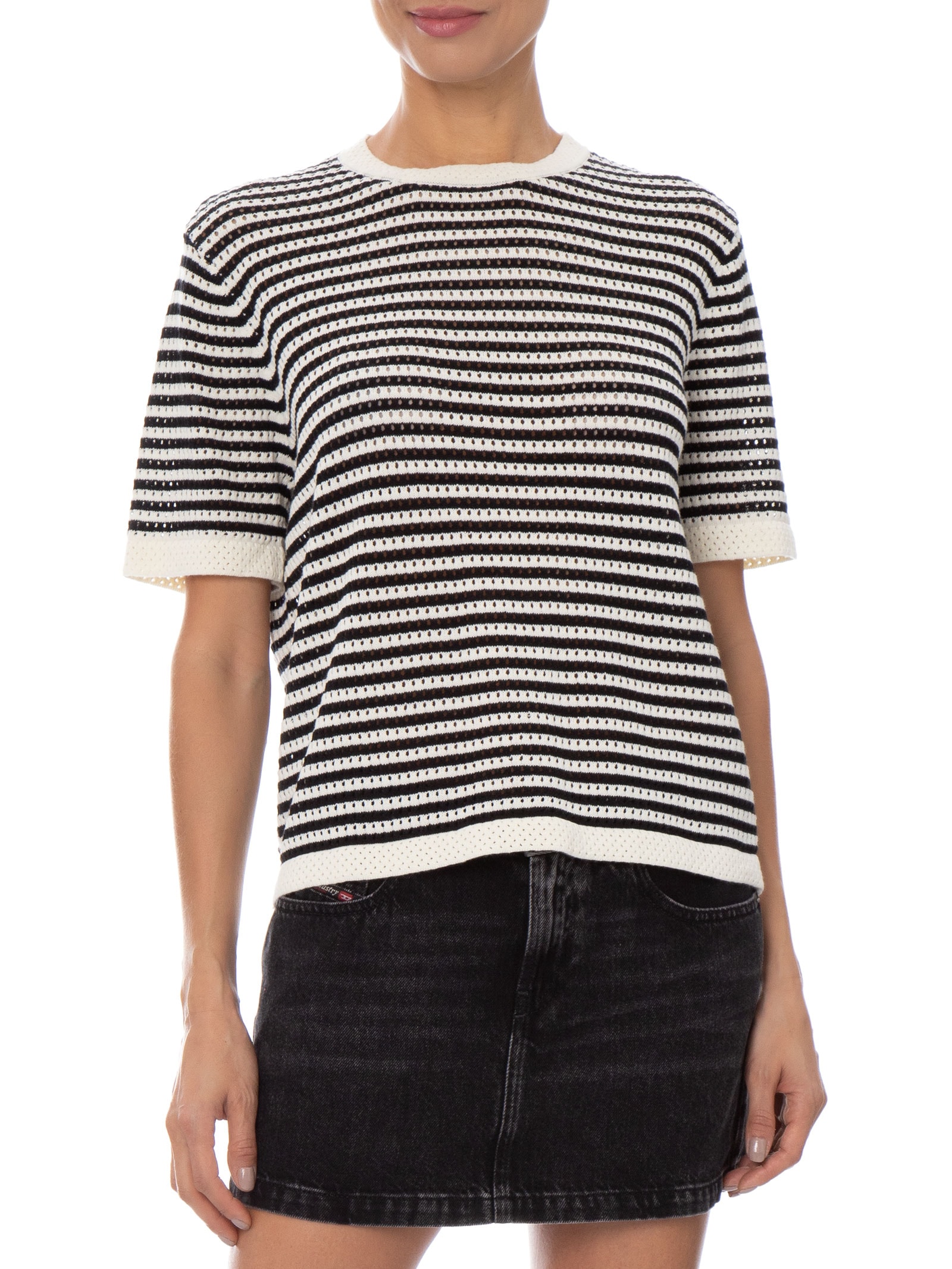 Blusa Feminina em Tricot Listrada Preto Market 33