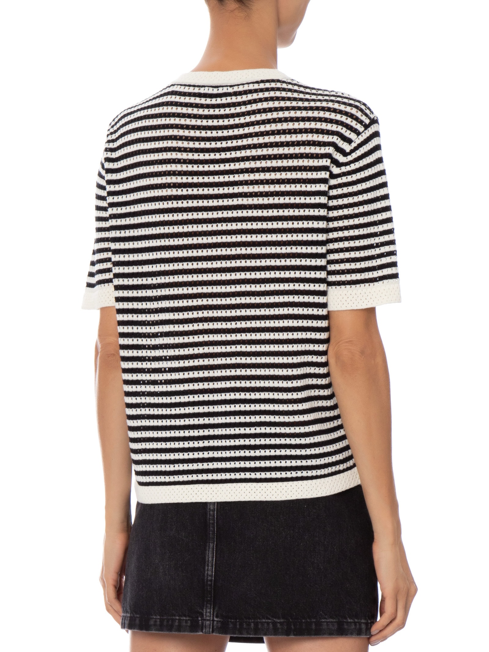 Blusa Feminina em Tricot Listrada Preto Market 33