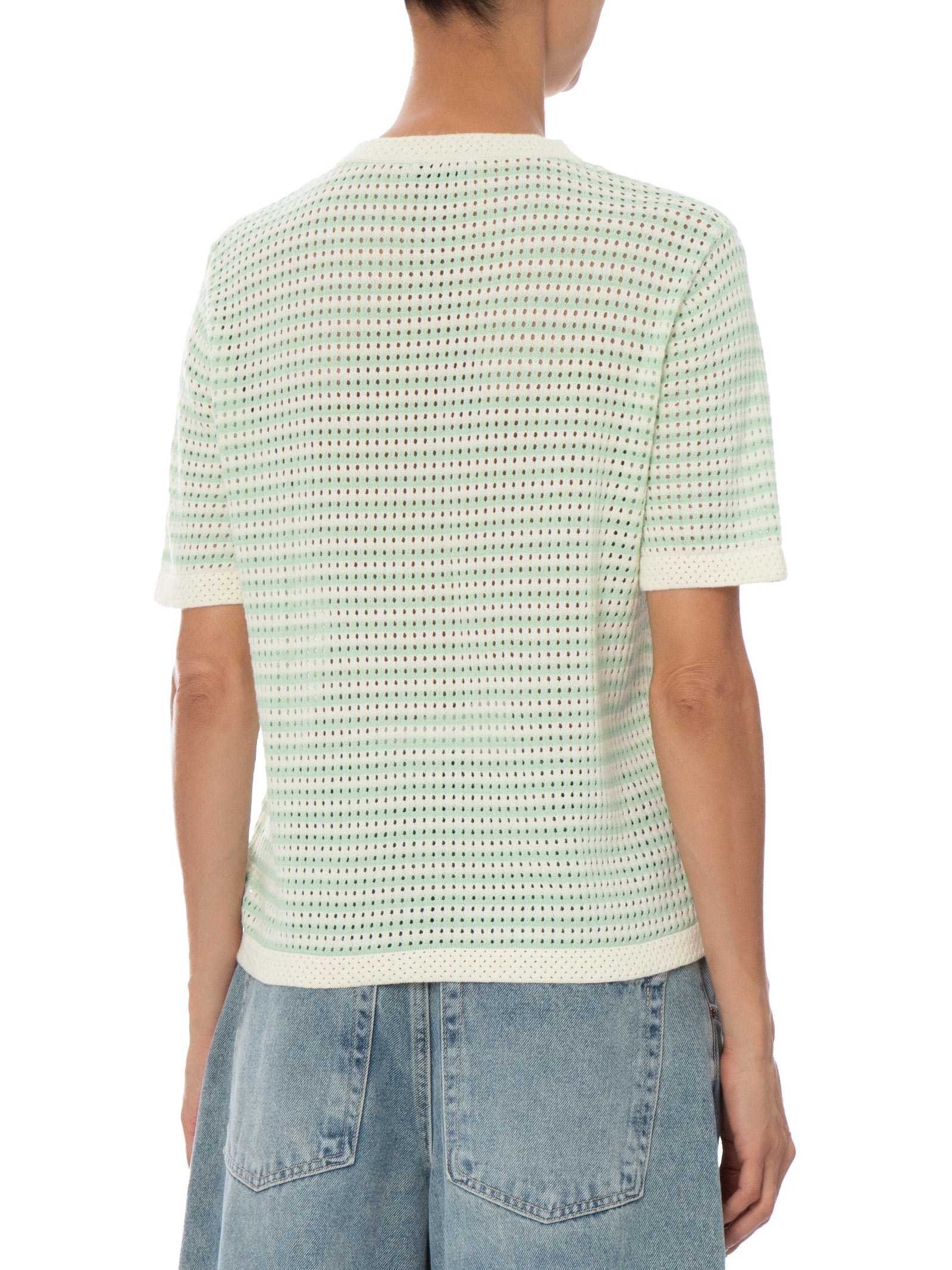 Blusa Feminina em Tricot Listrada Verde Market 33
