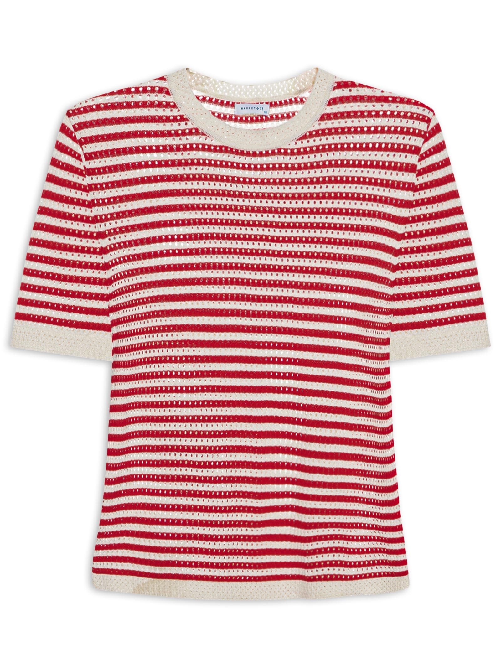 Blusa Feminina em Tricot Listrada Vermelho Market 33