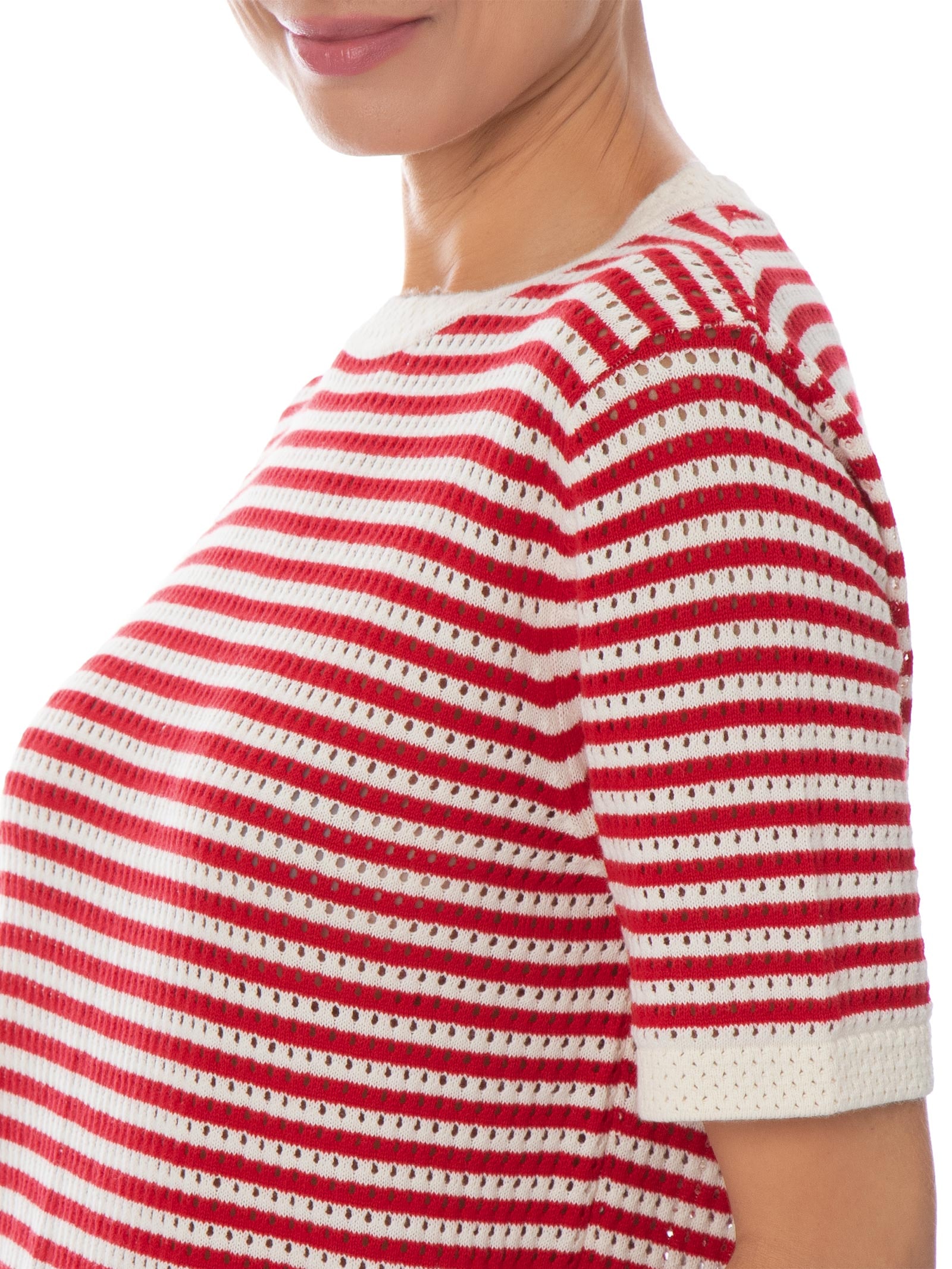 Blusa Feminina em Tricot Listrada Vermelho Market 33