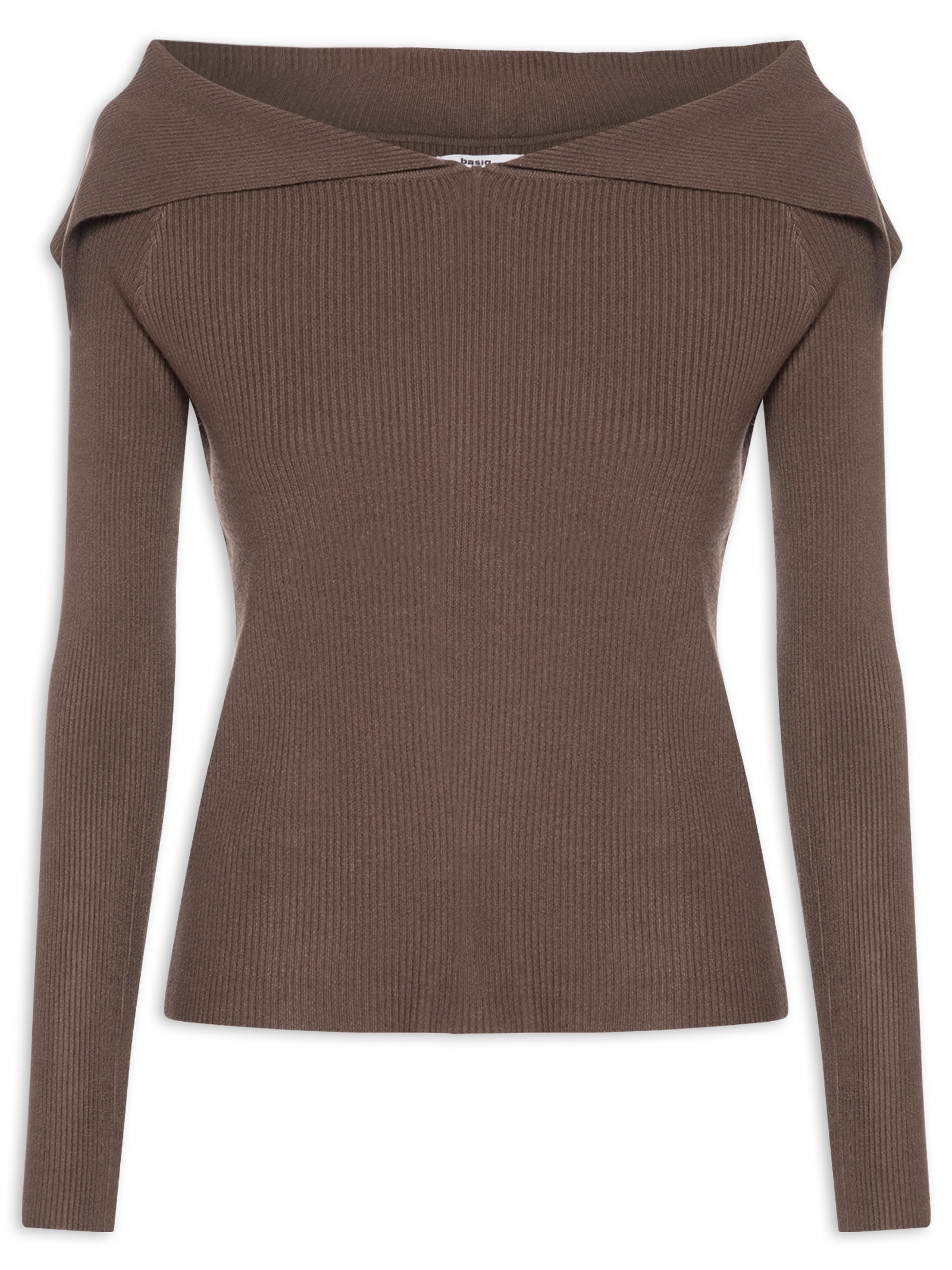 Blusa Feminina  em Tricot Ombro a Ombro – Marrom Basiq