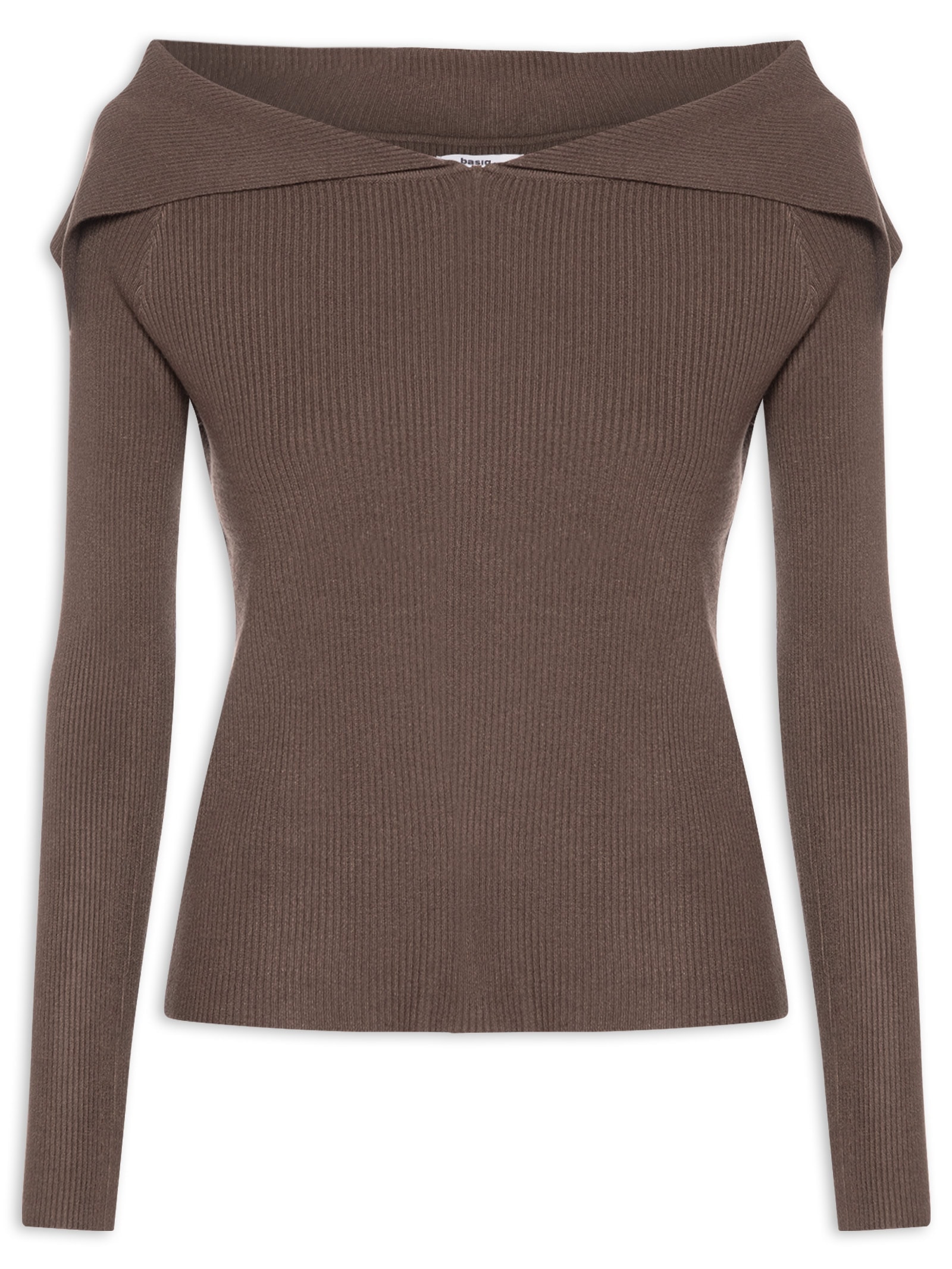 Blusa Feminina  em Tricot Ombro a Ombro – Marrom Basiq