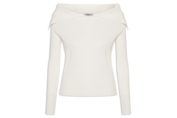Blusa Feminina  em Tricot Ombro a Ombro – Off White