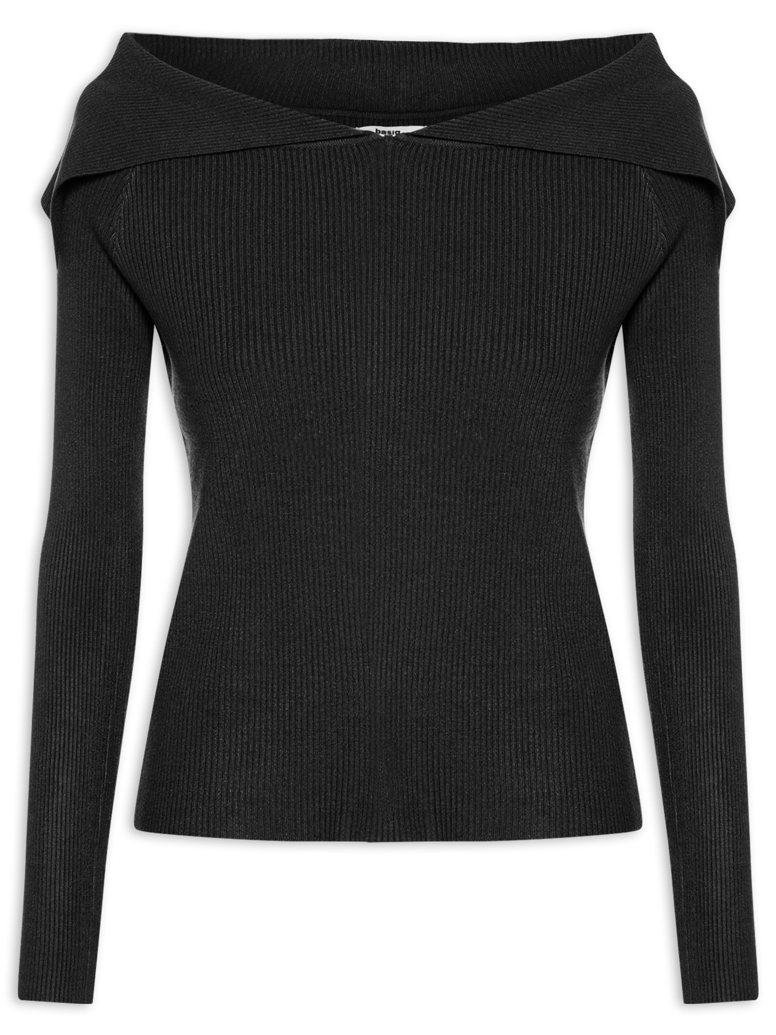 Blusa Feminina  em Tricot Ombro a Ombro – Preto Basiq