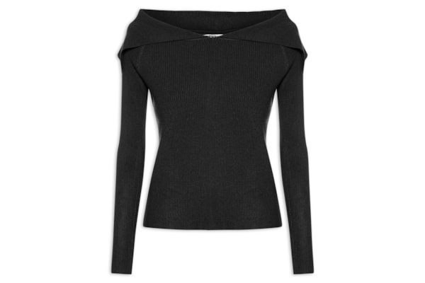 Blusa Feminina  em Tricot Ombro a Ombro – Preto