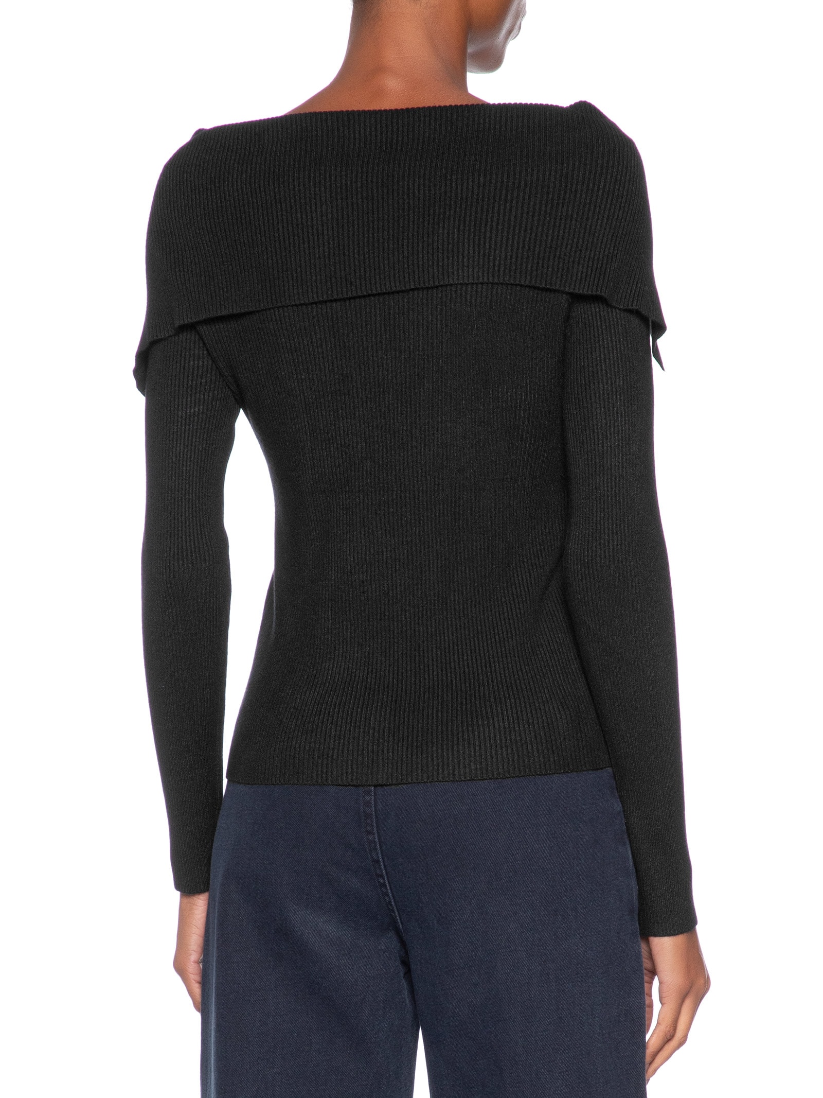 Blusa Feminina  em Tricot Ombro a Ombro – Preto Basiq