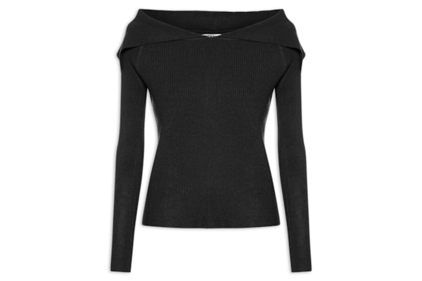 Blusa Feminina  em Tricot Ombro a Ombro – Preto