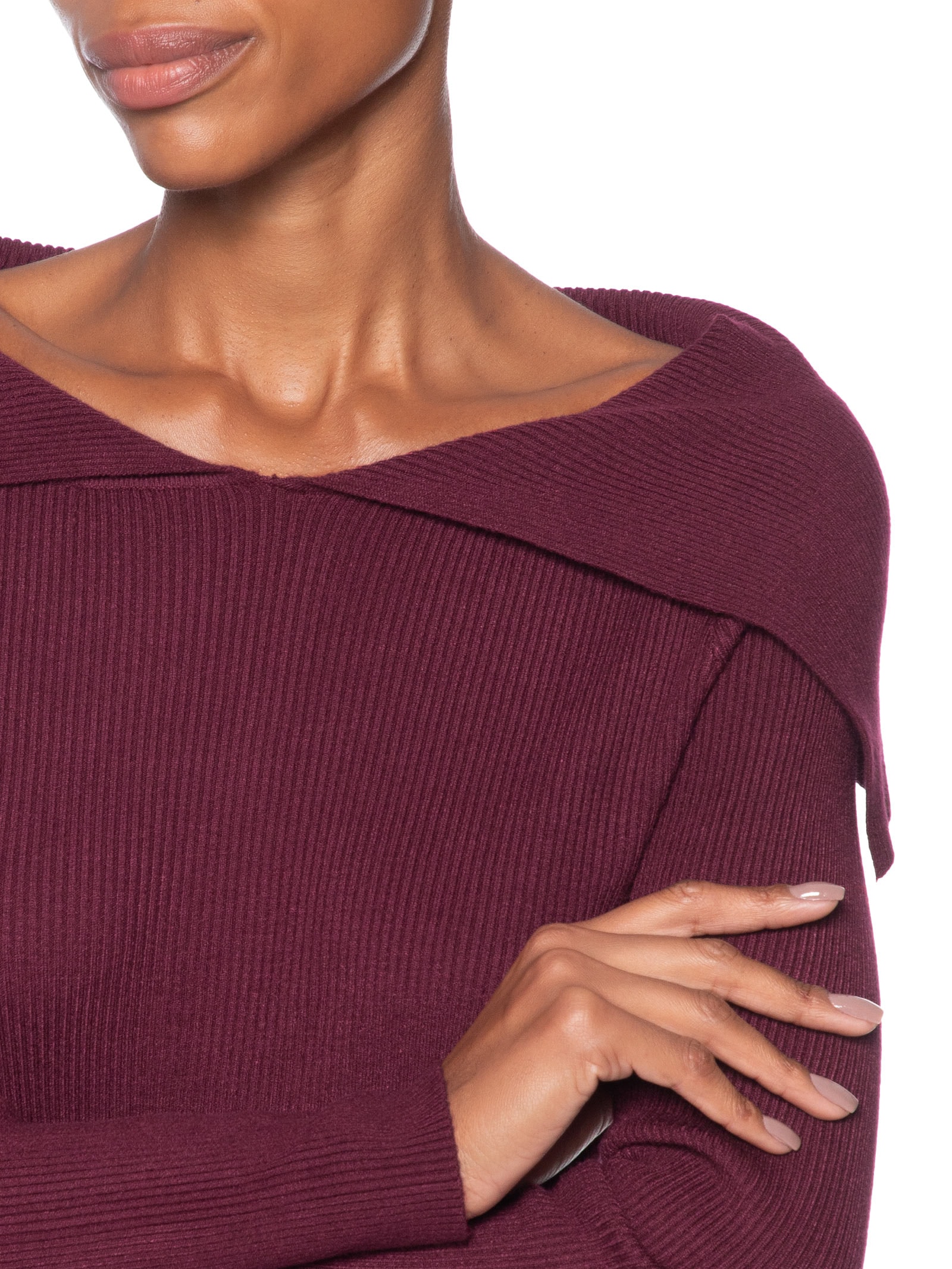Blusa Feminina  em Tricot Ombro a Ombro – Vermelho Basiq