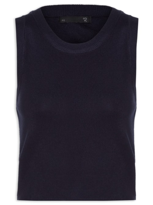 Blusa Feminina Em Tricot Sem Manga – Azul