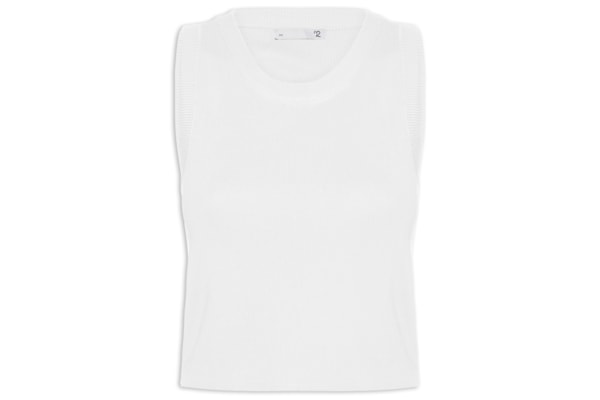 Blusa Feminina Em Tricot Sem Manga - Branco